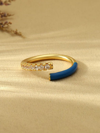 SALTY 14K Gold Plated Stone Studded Finger Ring