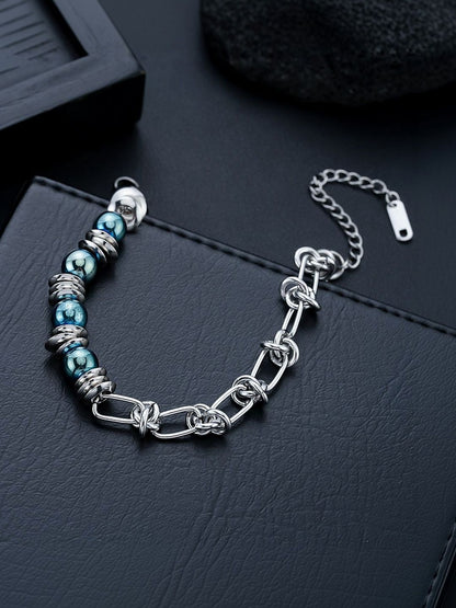 Men Handcrafted Silver-Plated Multistrand Bracelet
