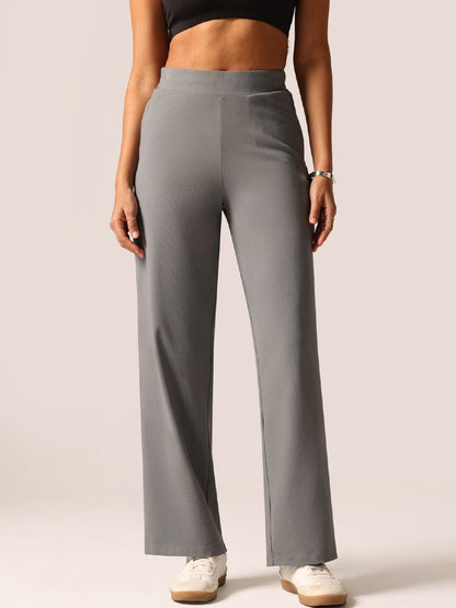 Women Grey Cotton Wide Legged Pants - Tall