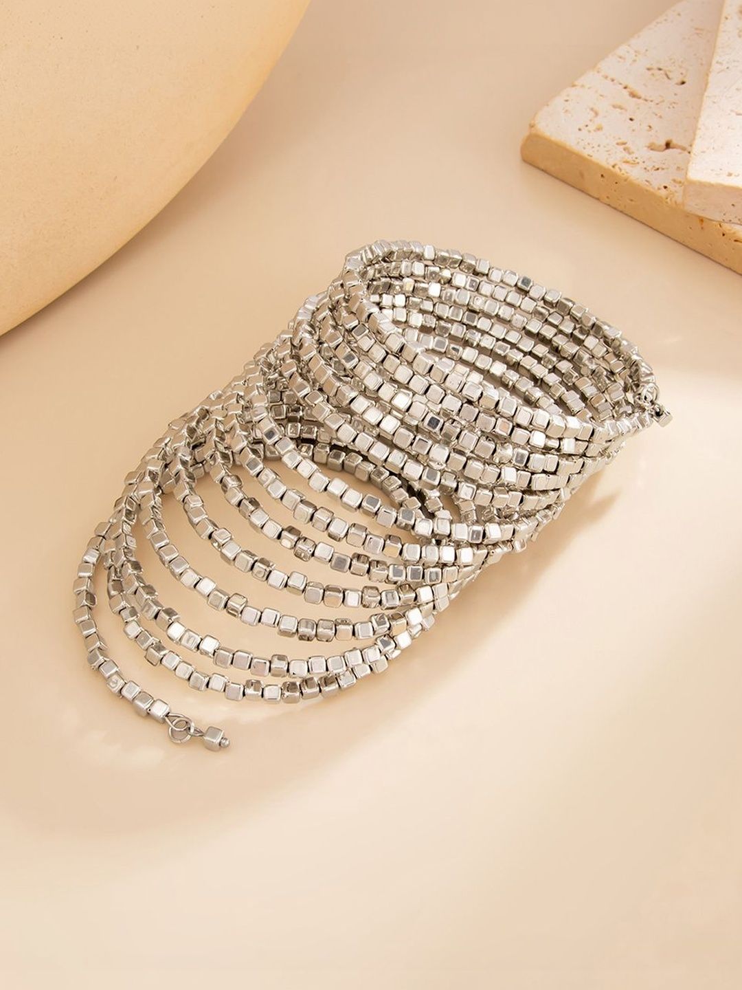 Women Silver-Plated Wraparound Bracelet