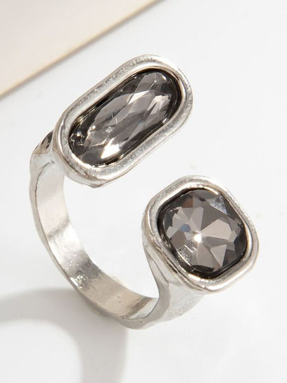 Silver-Plated Stone-Studded Finger Ring