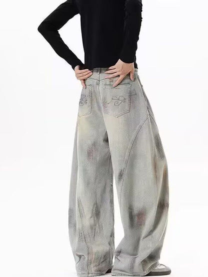 Men Wide Leg Mid-Rise Light Fade Jeans