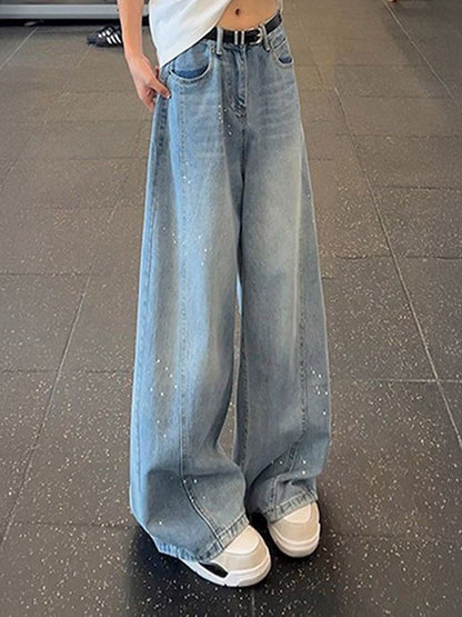 Men Wide Leg Mid-Rise Light Fade Jeans