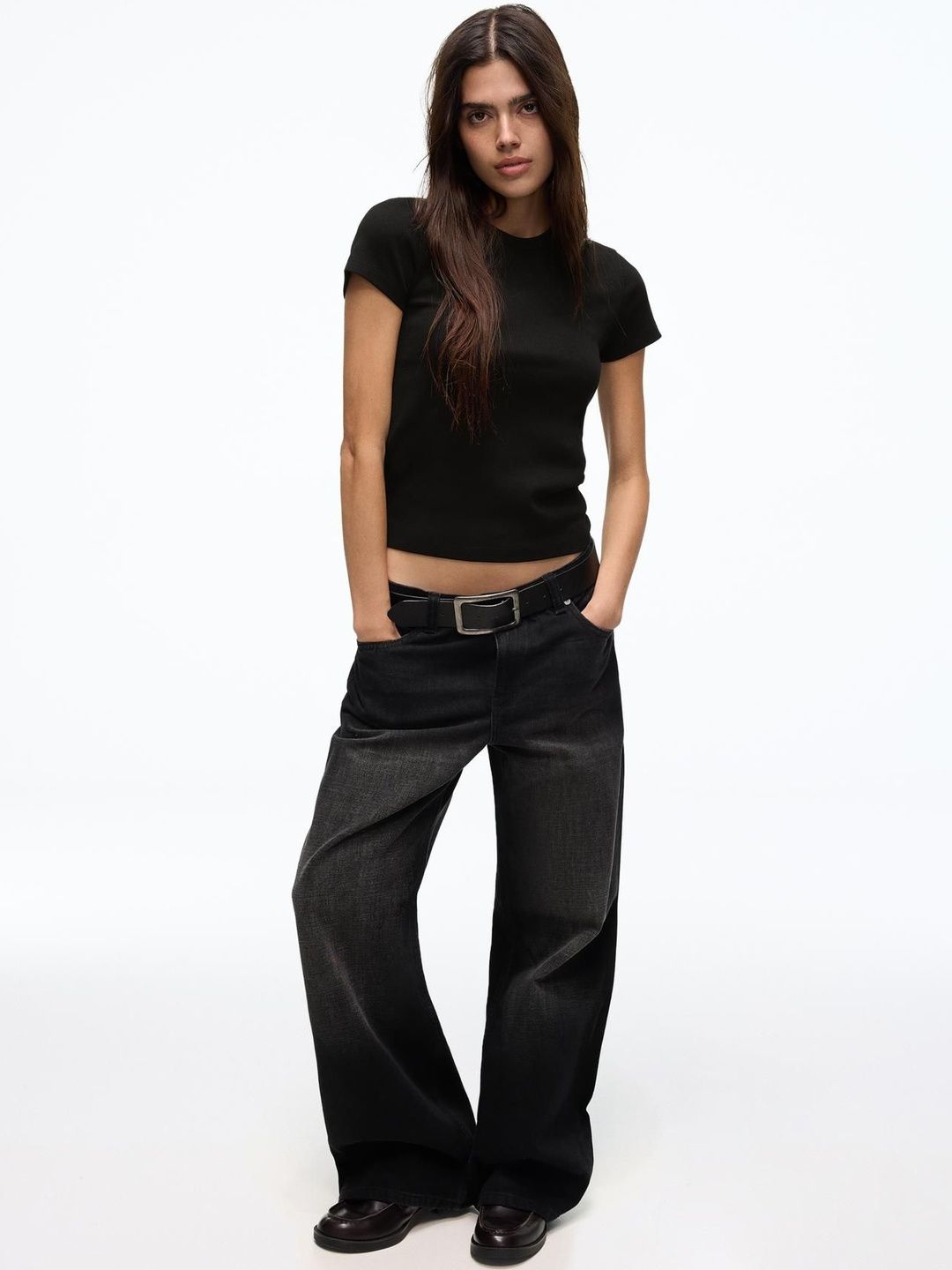 Basic rib short sleeve T-shirt
