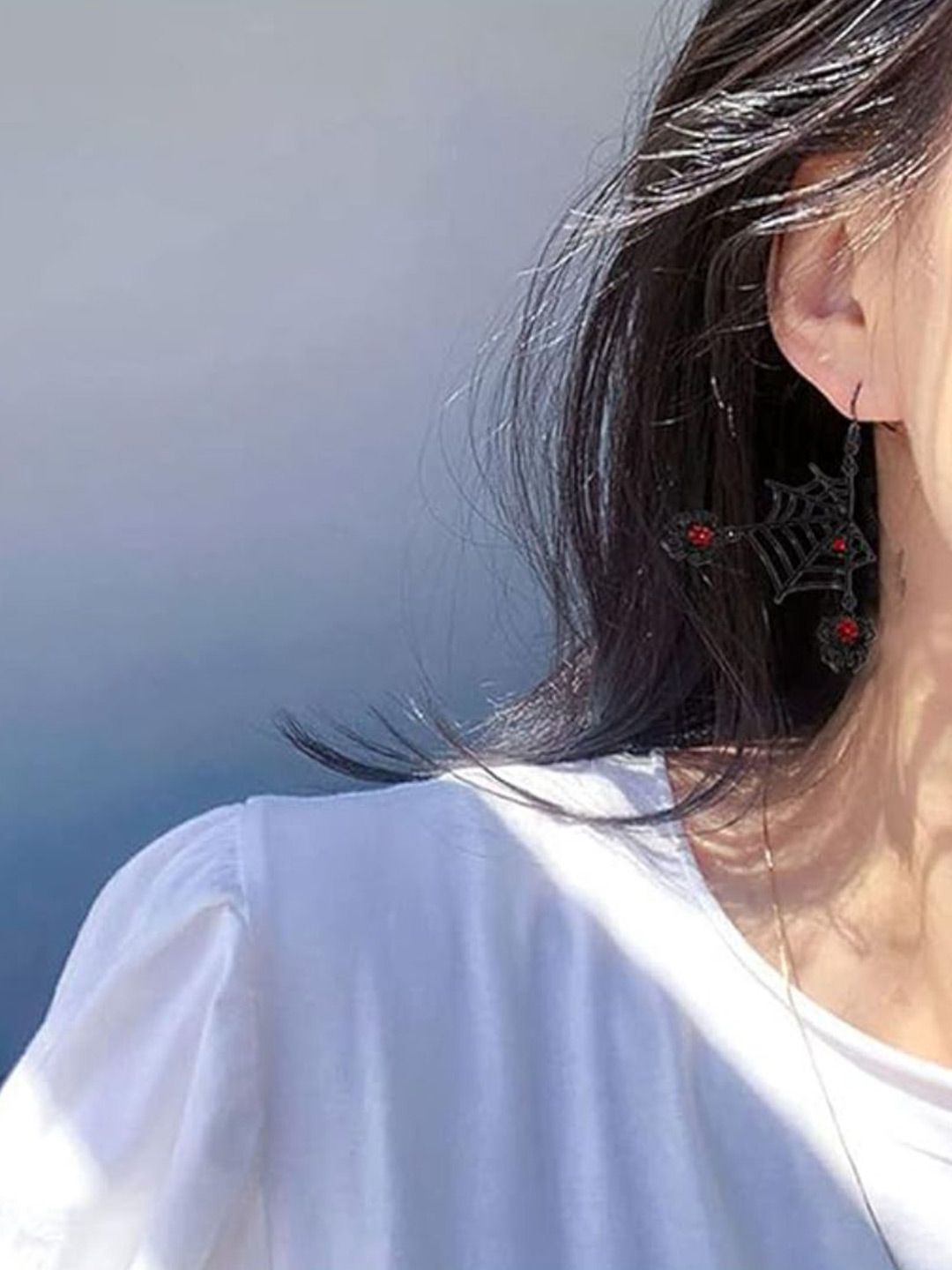 SALTY Stone Studded Venomous Web Drop Earrings