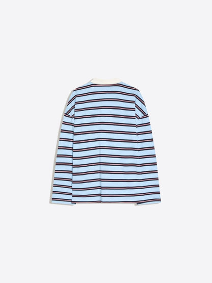 Printed long-sleeve polo collar T-shirt