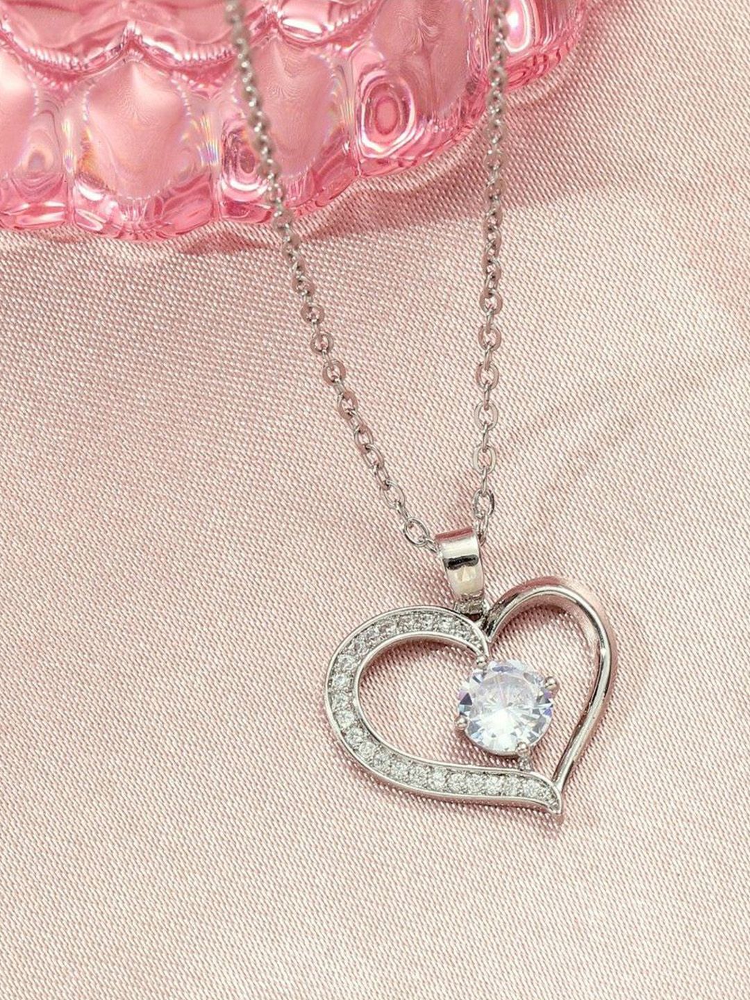 SALTY Sophisticated Stone Heart Neck Chain For Women & Girls