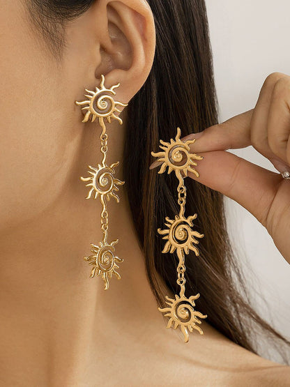 Gold-Plated Contemporary Drop Earrings