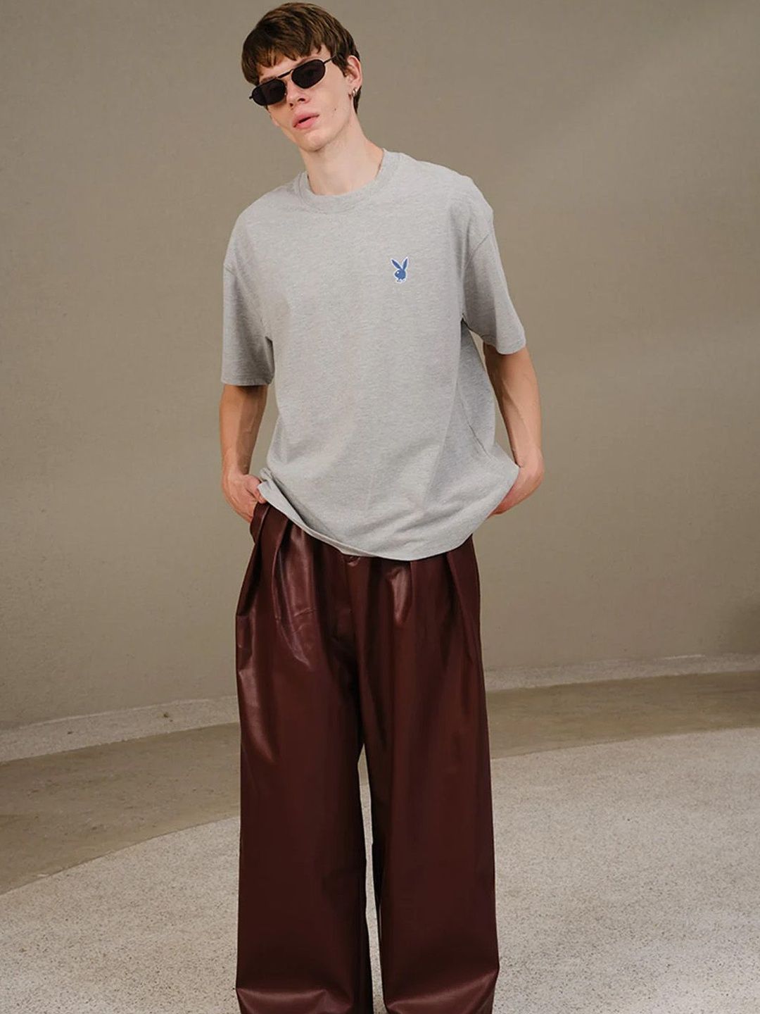 Men's Oversized Playboy Core Grey Oversized T-shirt