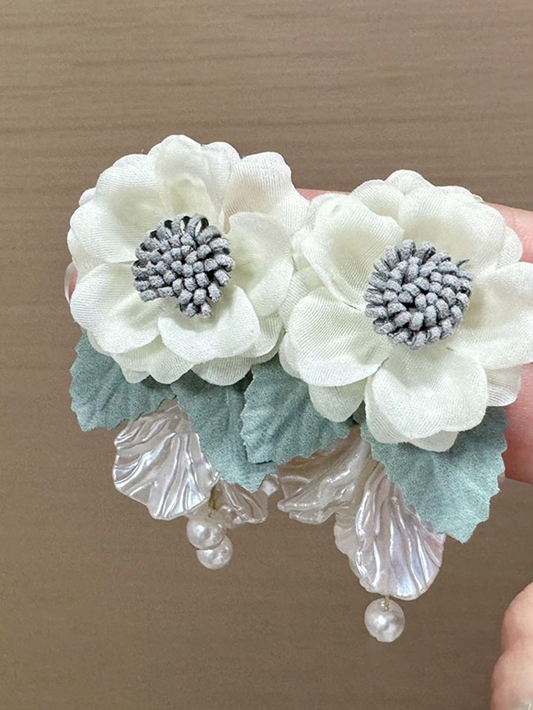 Pearls Beaded Floral Shaped Drop Earrings