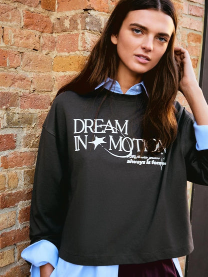 Oversize long-sleeve print T-shirt
