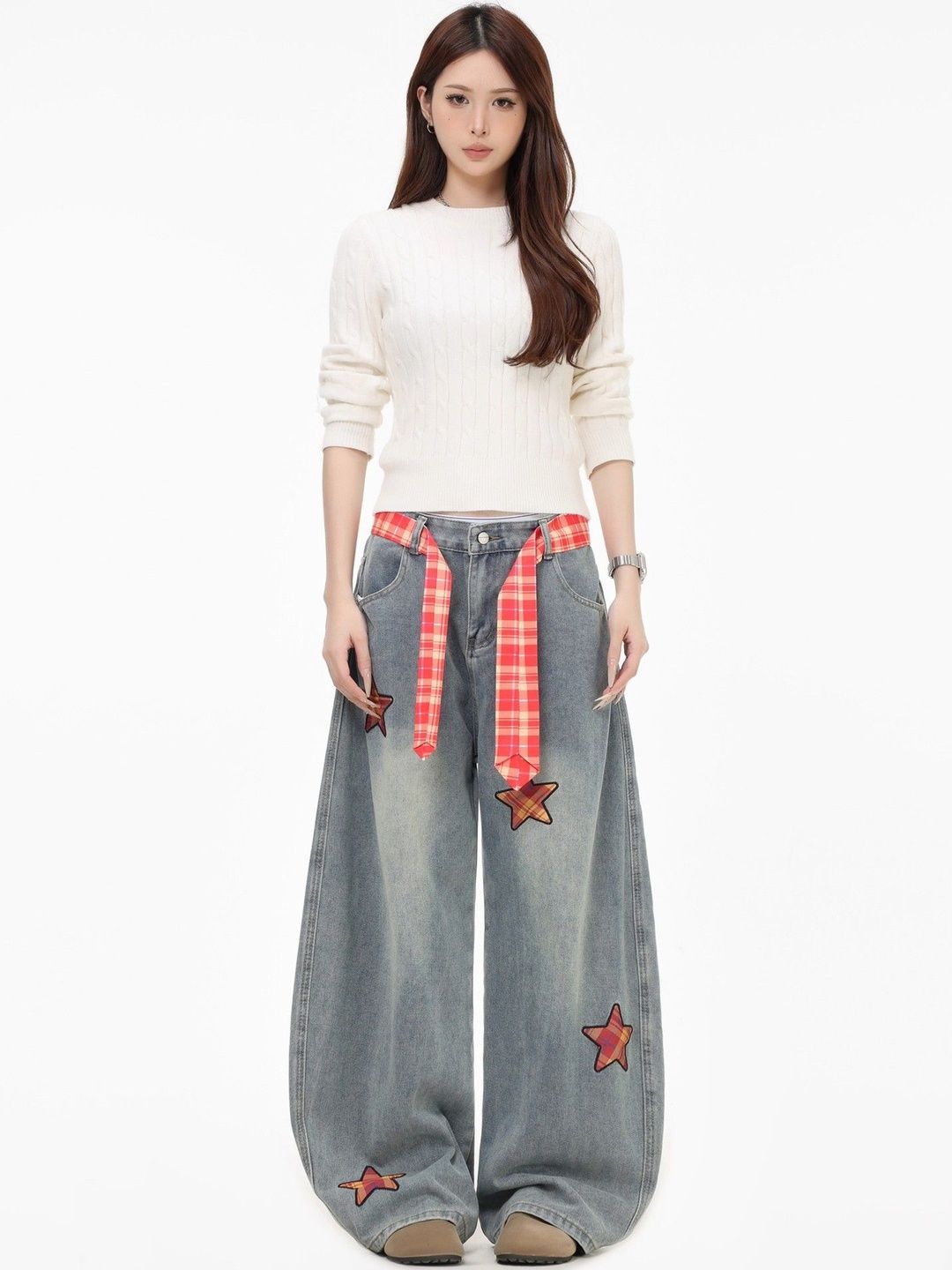 Women Wide Leg High-Rise Light Fade Jeans
