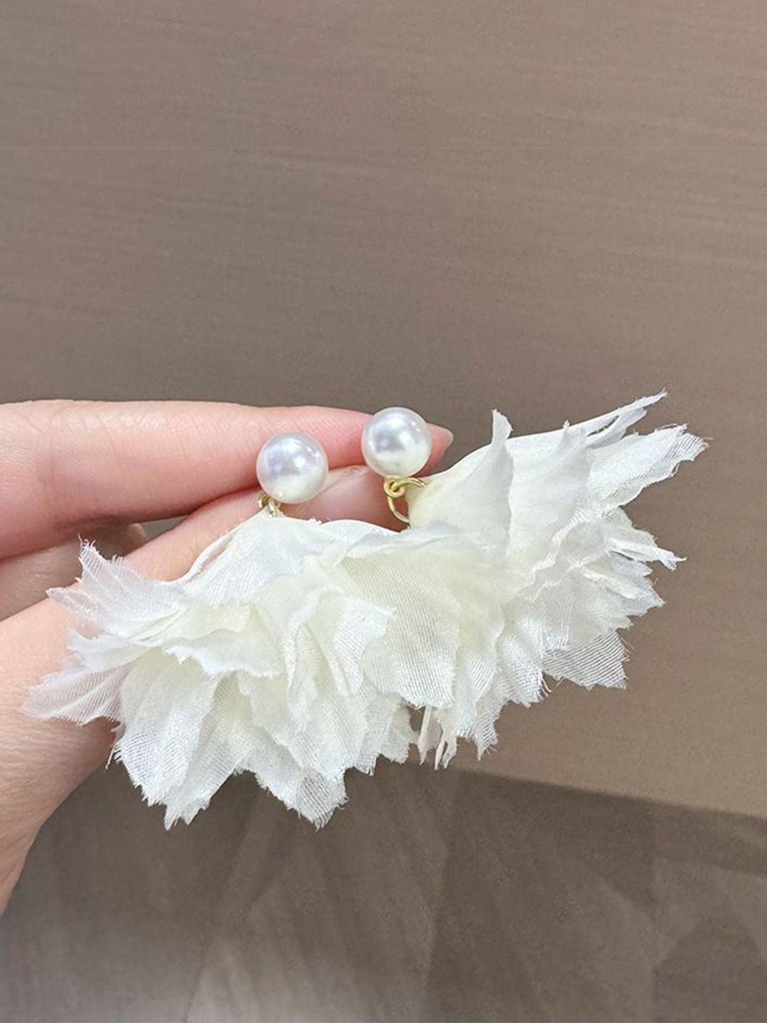Pearls Beaded Contemporary  Fabric Drop Earrings