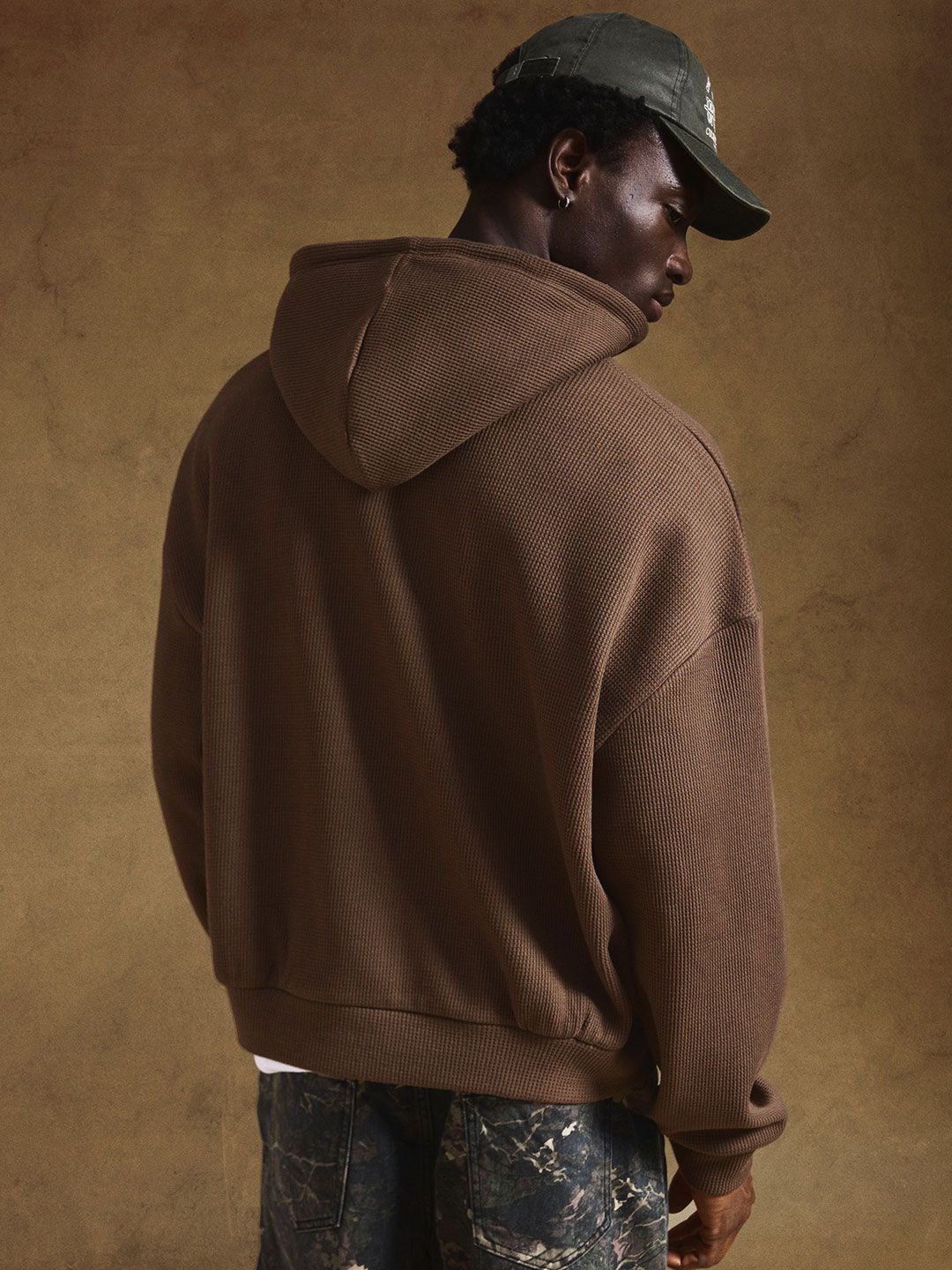 Waffle-knit sweatshirt with zip