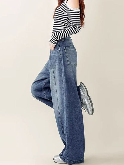 Women Wide Leg Mid-Rise Light Fade Jeans