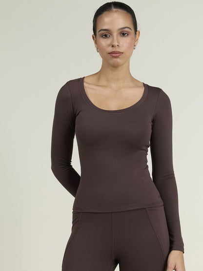 Women Brown Sculpt Scoop Top