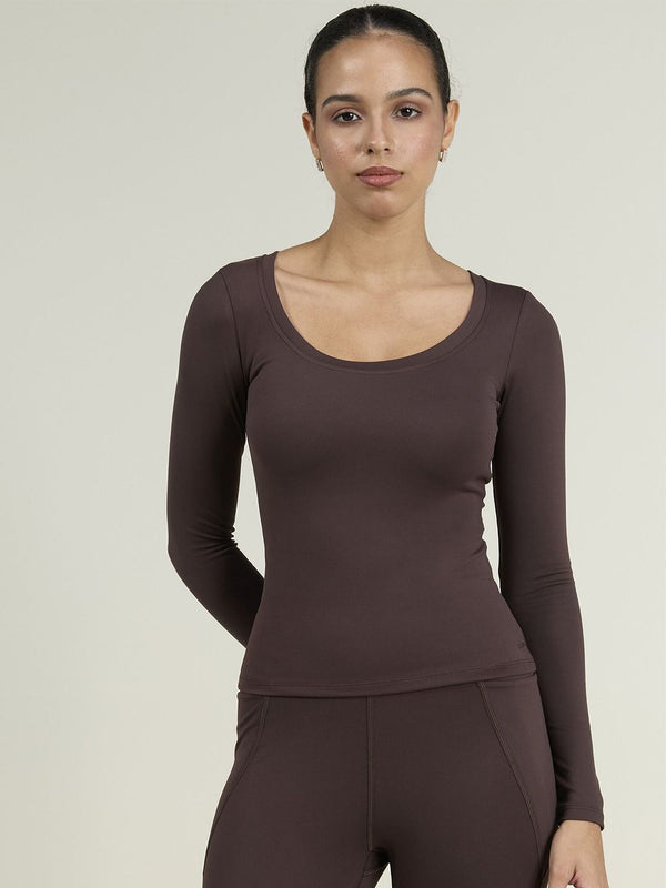 Women Brown Sculpt Scoop Top