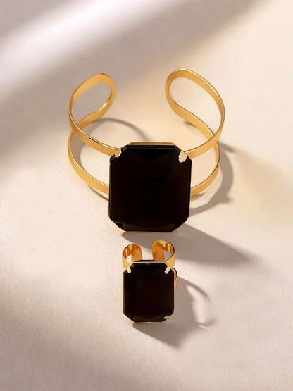 Gold-Plated Artificial Stones Jewellery Set