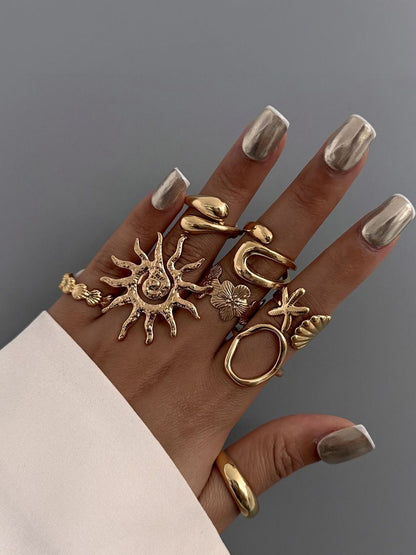 Set of 8 Gold-Plated Finger Ring