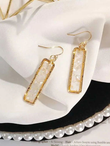 SALTY Pack of 2 Women Resin Long Bar Acrylic Dainty Gold Bling Drop Earrings