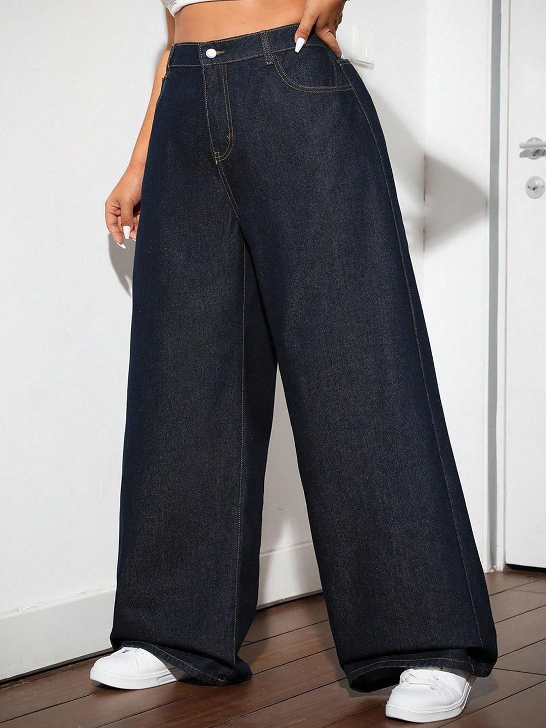 Women Wide Leg High-Rise Stretchable Jeans