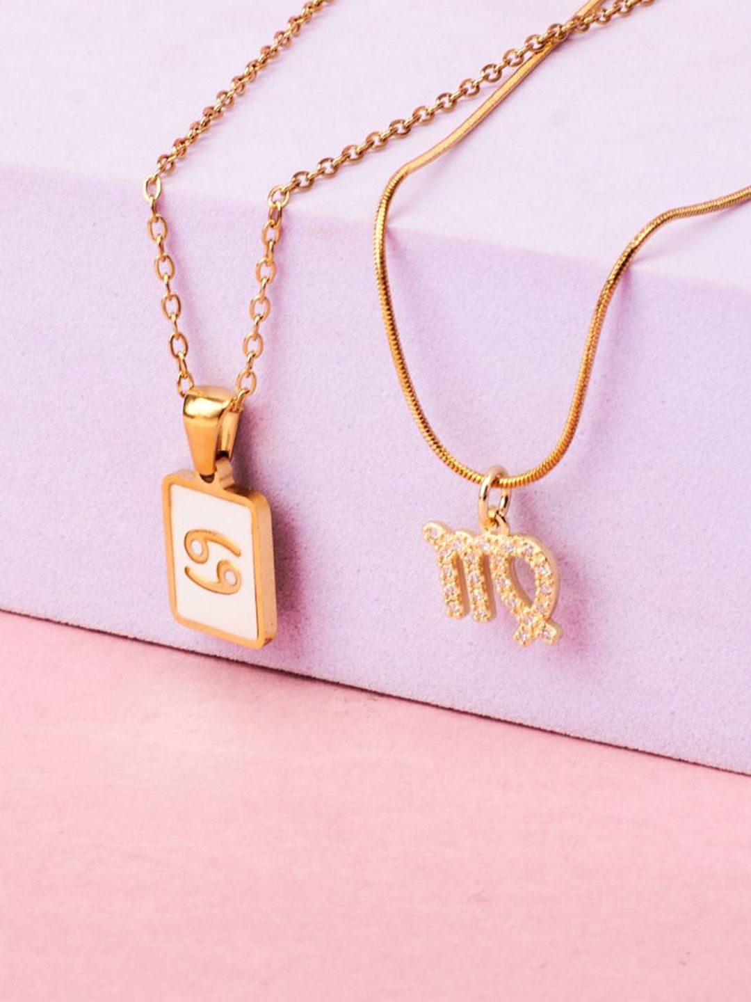 SALTY Set Of 2 Cancer & Virgo Pendant With Chain