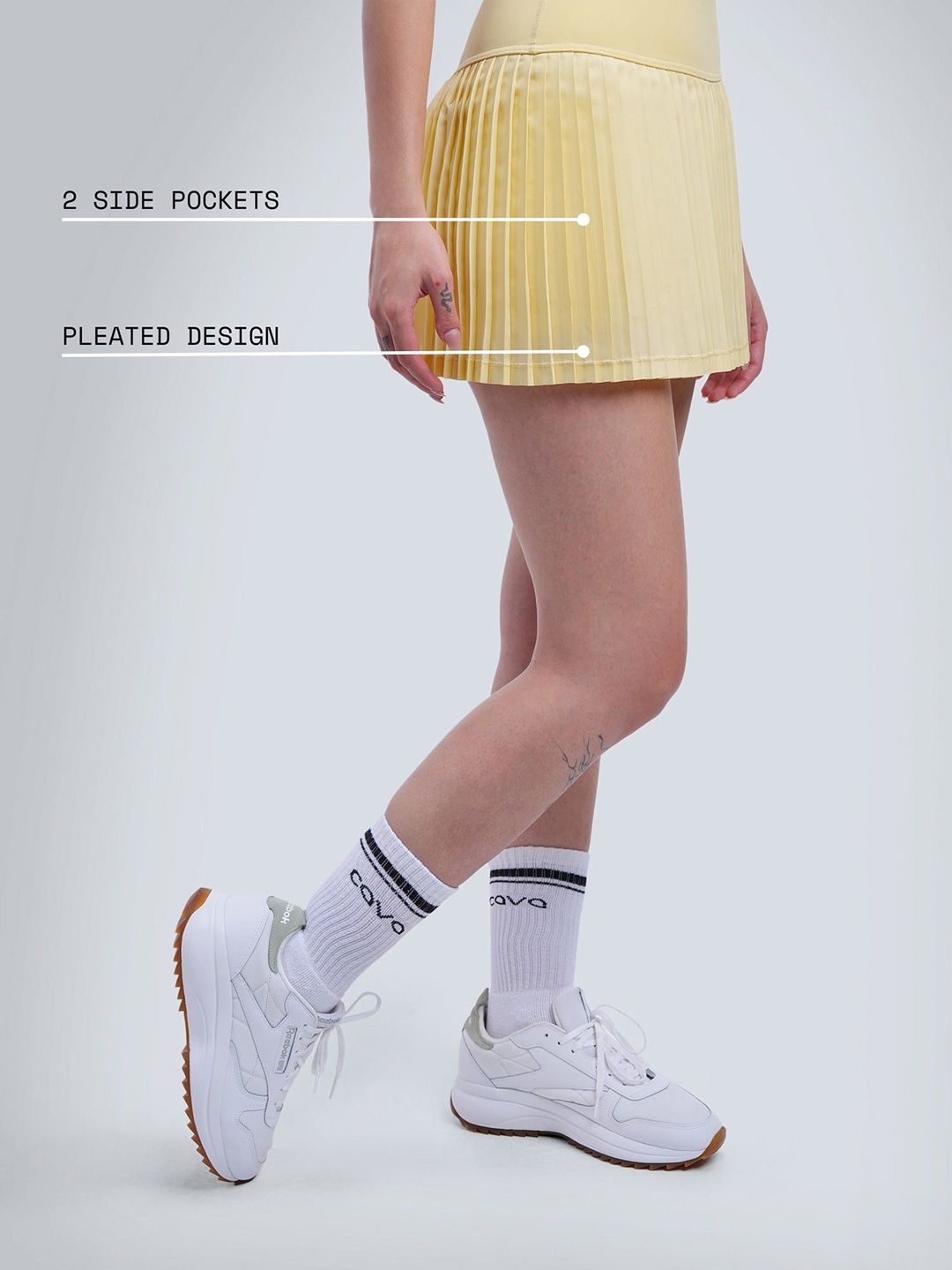 Women Butter Yellow Plie Pleated Skort