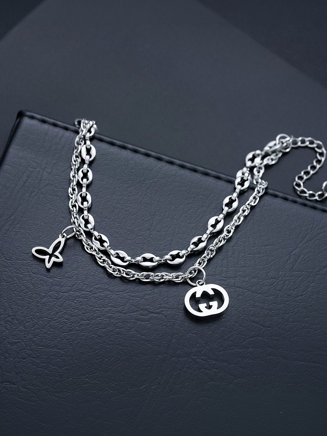 Men Handcrafted Silver-Plated Link Bracelet