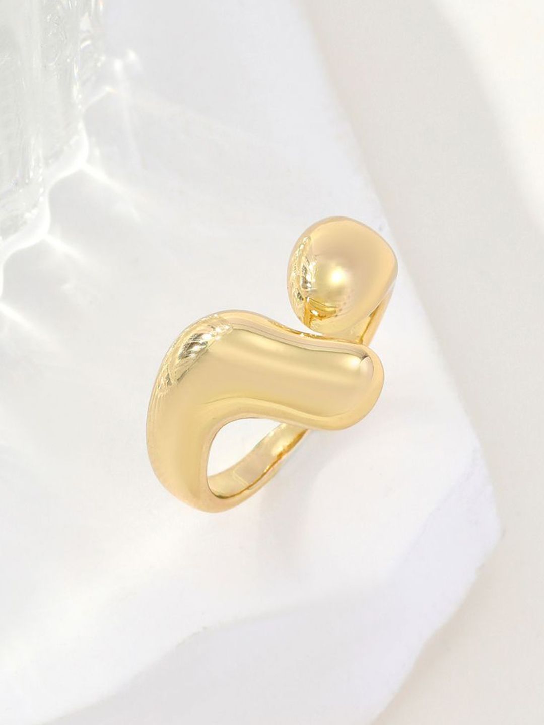 SALTY Women & Girls Chunky Molten Metal Gold Stylish Adjustable Finger Ring
