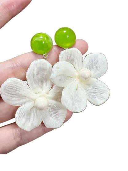 Artificial Beads Beaded Floral Drop Earrings