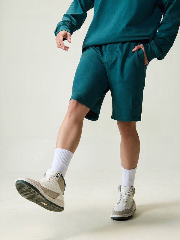 Green Cotton Leisure Shorts