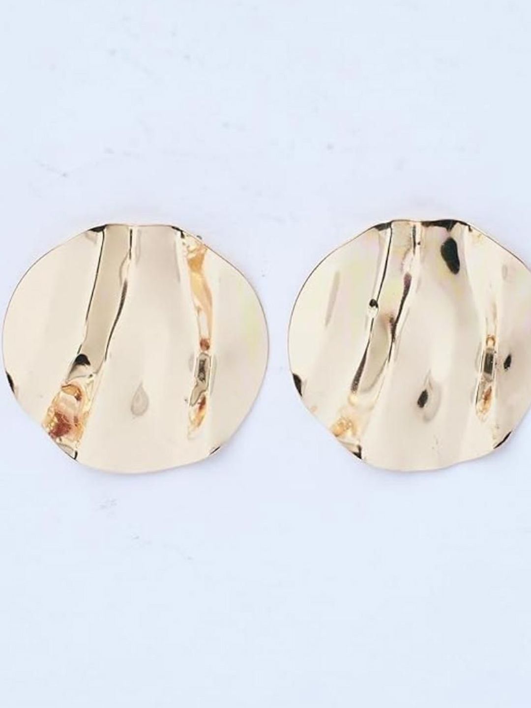 SALTY Stainless Steel Gold Plated Antique Circular Shaped Studs Earrings