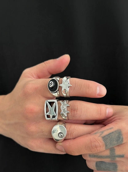 Set of 5 Silver-Plated Finger Ring