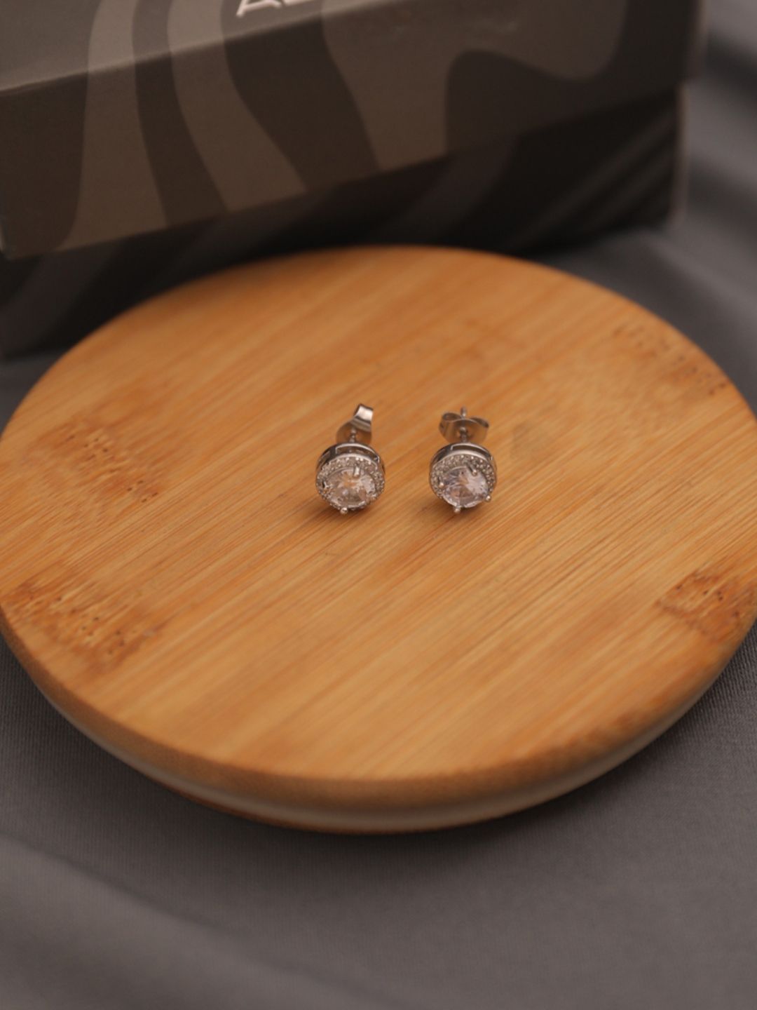 SALTY Men Silver-Plated Stainless Steel Circular Shaped Stud Earrings