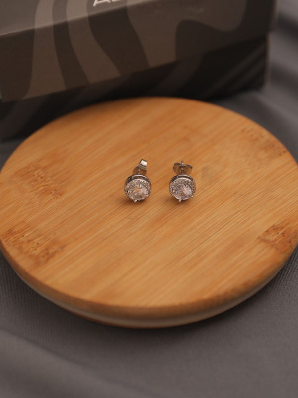 SALTY Men Silver-Plated Stainless Steel Circular Shaped Stud Earrings