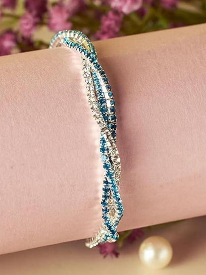 SALTY Women Artificial Stones Studded Oceanic Opal Elasticated Stretchable Bracelet