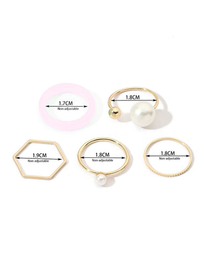 SALTY Set Of 5 Jamila Stylish Adjustable Finger Ring