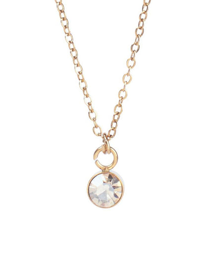 SALTY Crystal Stone Studded Aura Circular Shaped Pendant with Chain