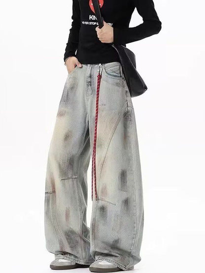 Men Wide Leg Mid-Rise Light Fade Jeans