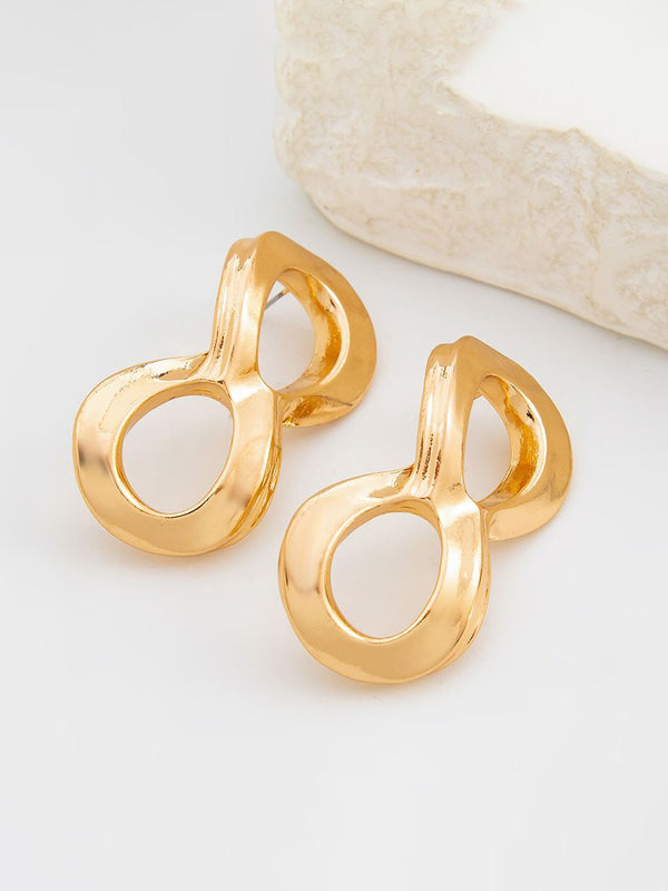Gold Plated Contemporary Drop Earrings