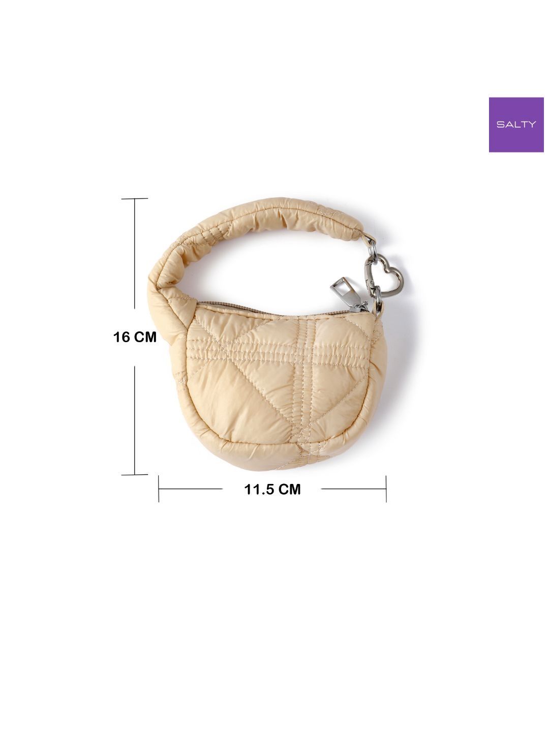 SALTY Off White Mini Quilted Puff Bag Charm