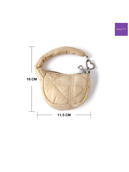 SALTY Off White Mini Quilted Puff Bag Charm