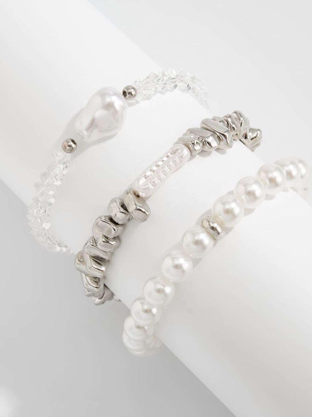 Women 3 Handcrafted Silver-Plated Bracelet