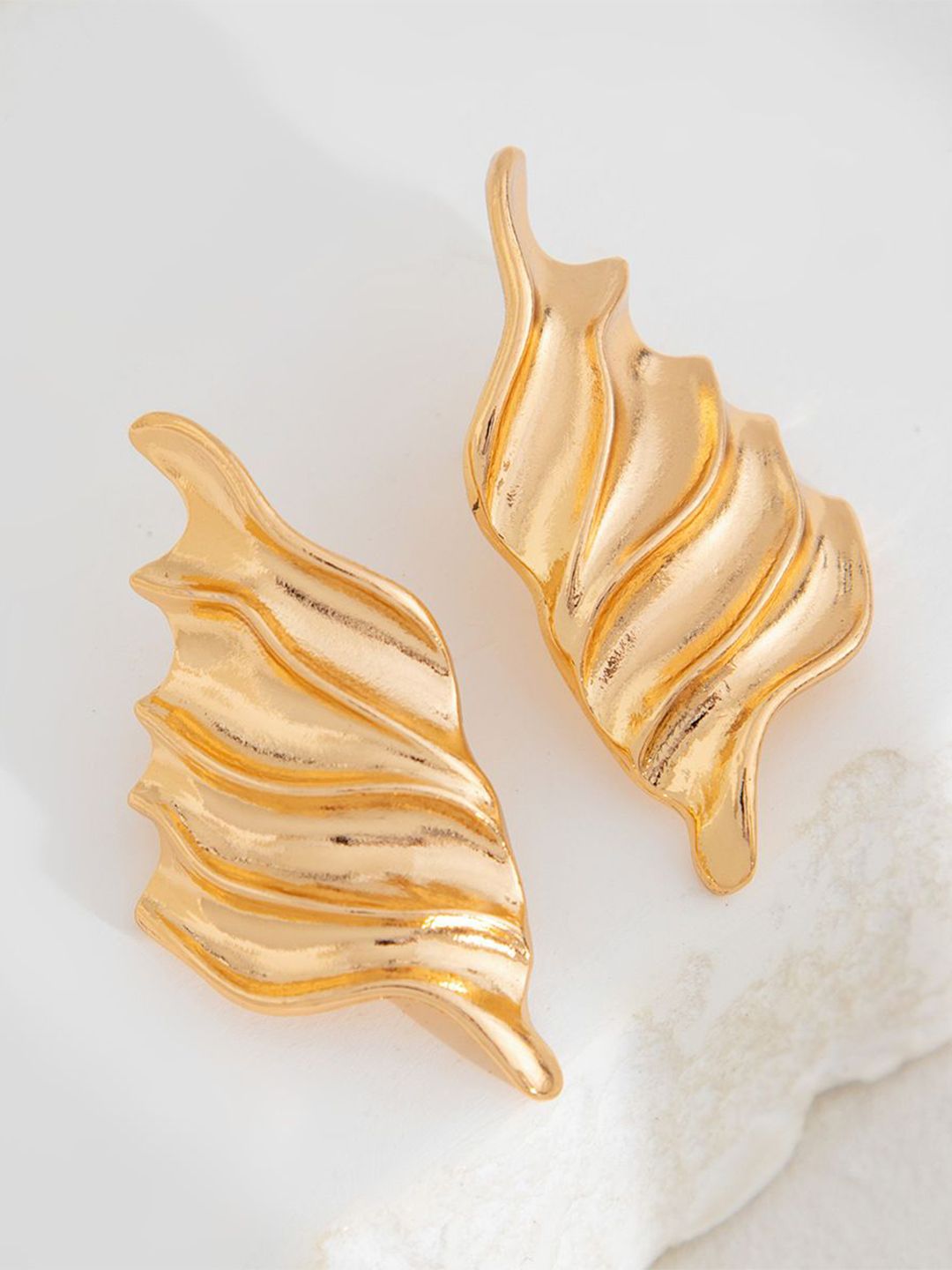 Gold-Plated Leaf Shaped Studs