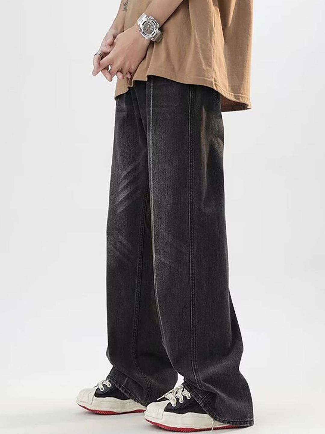 Men Wide Leg Light Fade Jeans