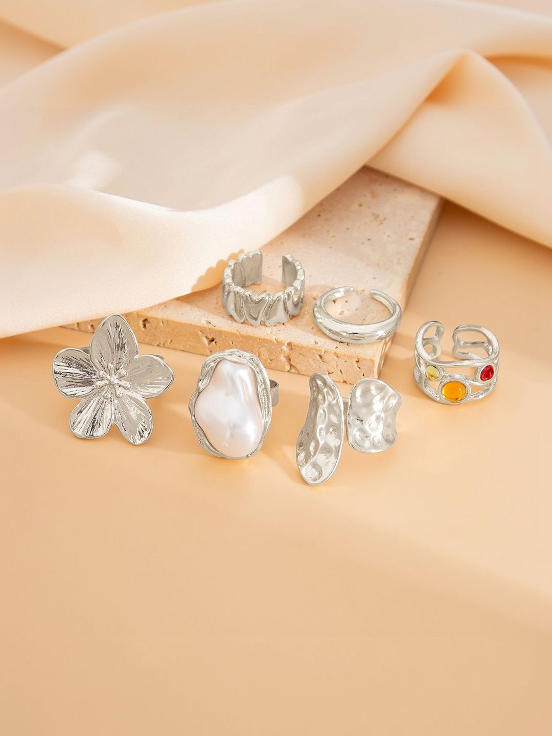 Set of 6 Silver-Plated Finger Ring