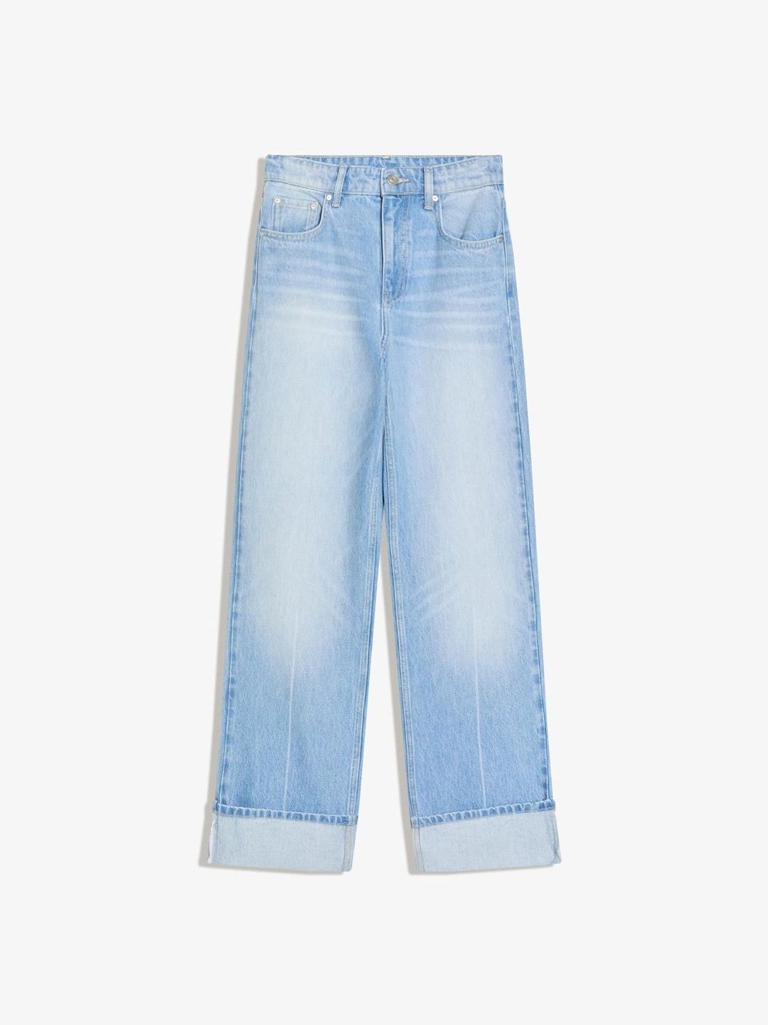 Women Straight-leg wide-leg jeans with turn-up hem