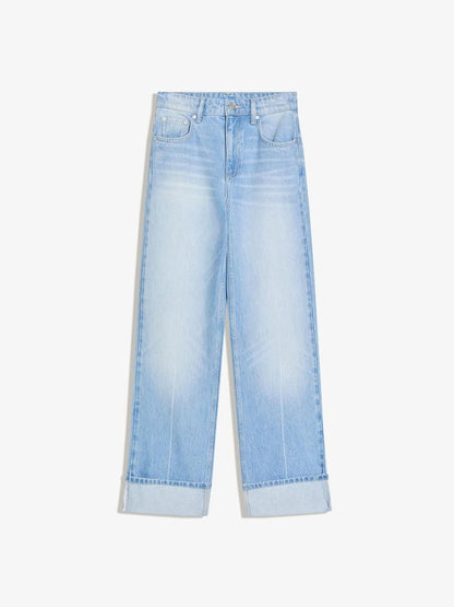 Women Straight-leg wide-leg jeans with turn-up hem
