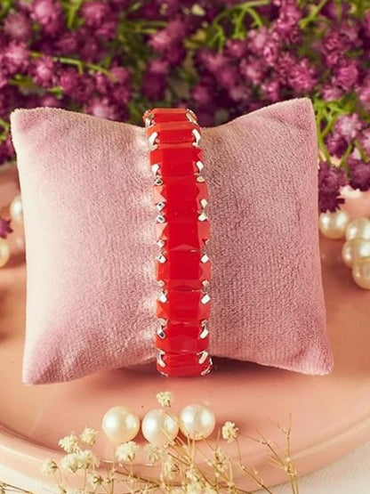 SALTY Women Stainless Steel Artificial Stones Studded Wraparound Bracelet