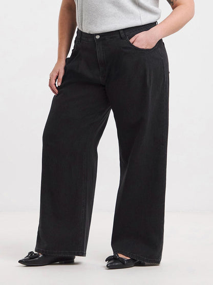 Women Wide Leg High-Rise Cotton Non Stretchable Jeans